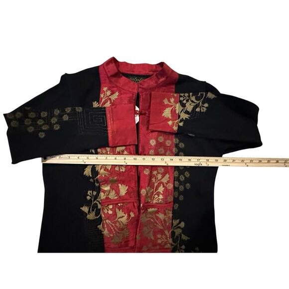 NWT Icelandic Design Embroidered Rare Asian Silk Blend Jacket Size L ArtToWear - Picture 4 of 6